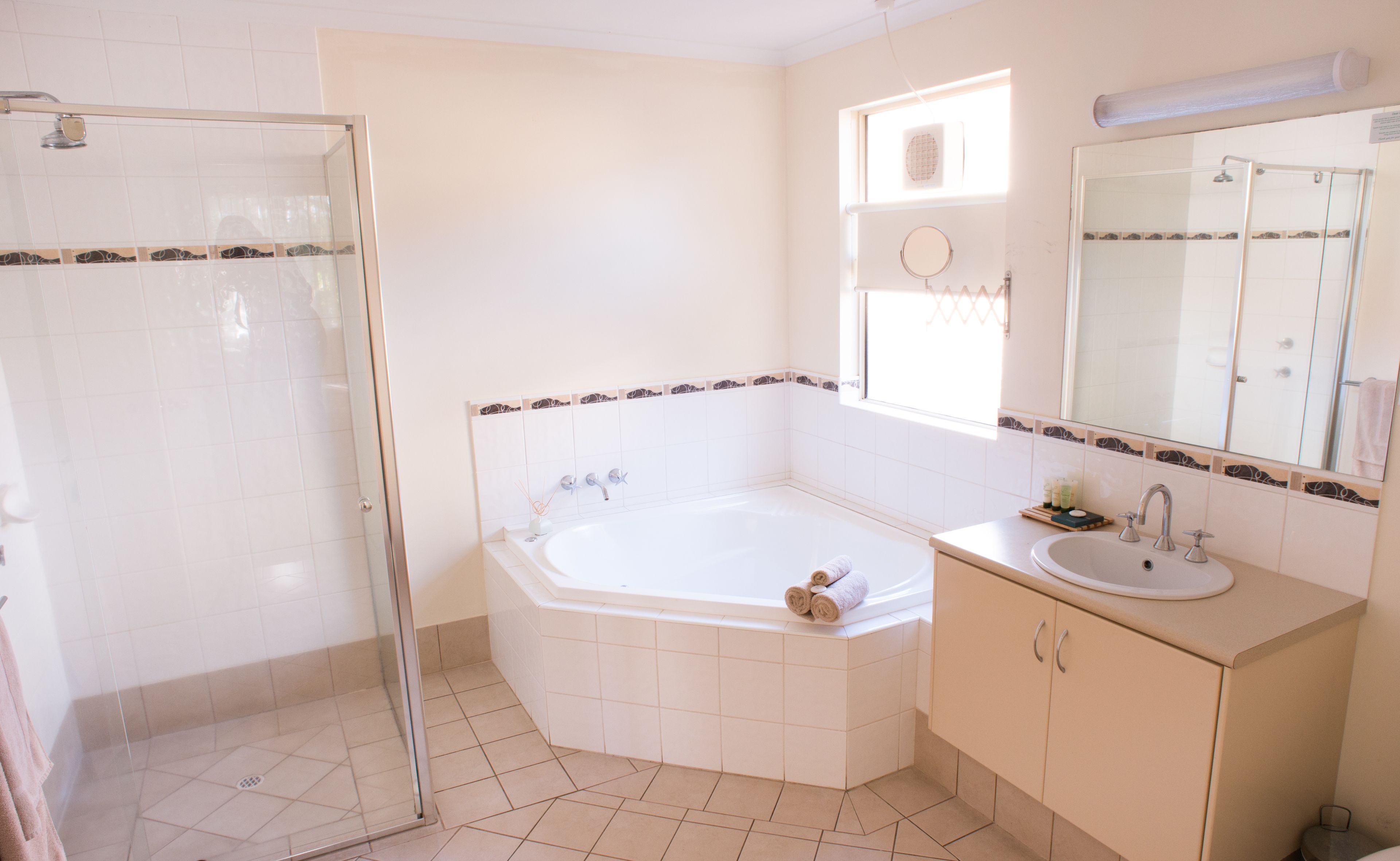 free toiletries, hair dryer, towels, soap