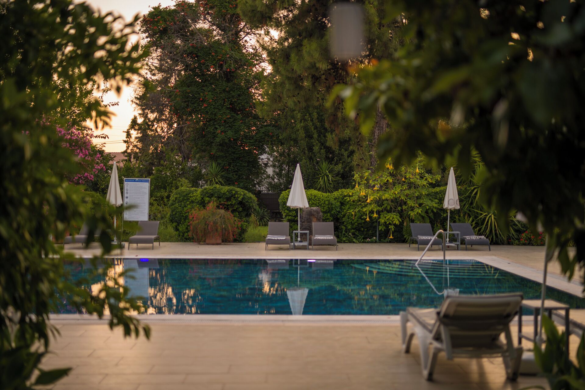 seasonal outdoor pool, open 10:00 am to 6:30 pm, pool umbrellas