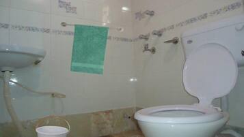 Shower, free toiletries, towels