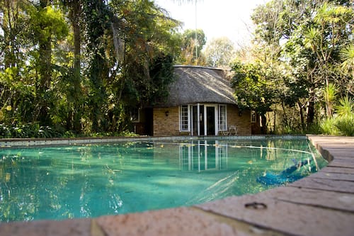 Outdoor pool, pool loungers