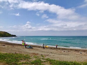 Private beach, white sand, sun-loungers, snorkelling