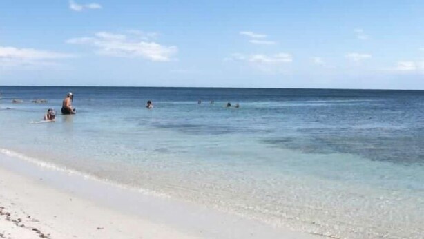 A beach with clear water and a few people swimming. - Residence La Pineta (Budoni)
