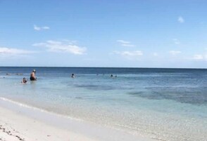 On the beach, snorkeling
