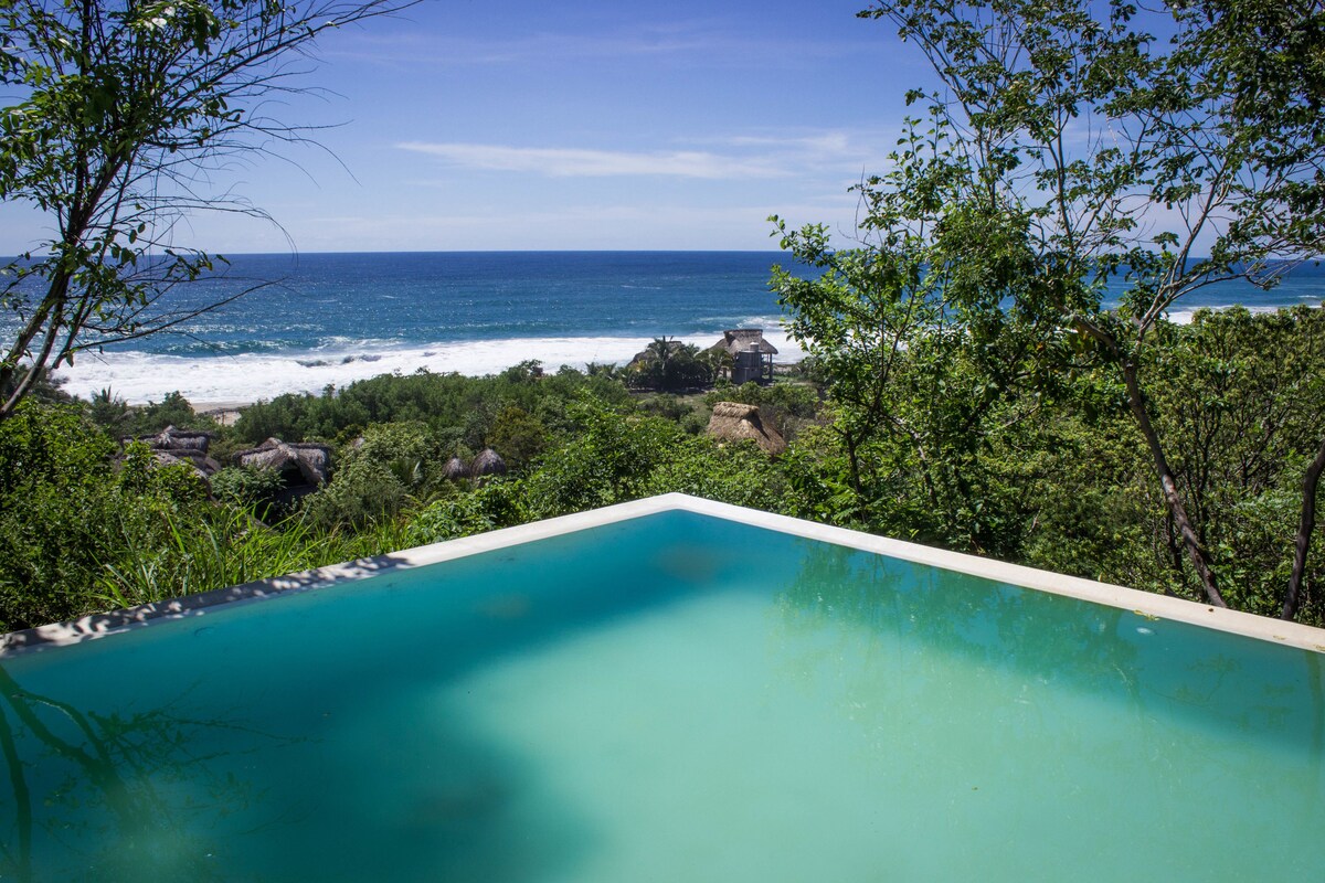 pool with ocean views at Casa Mermejita, one of the best Mazunte hotels in Oaxaca, Mexico