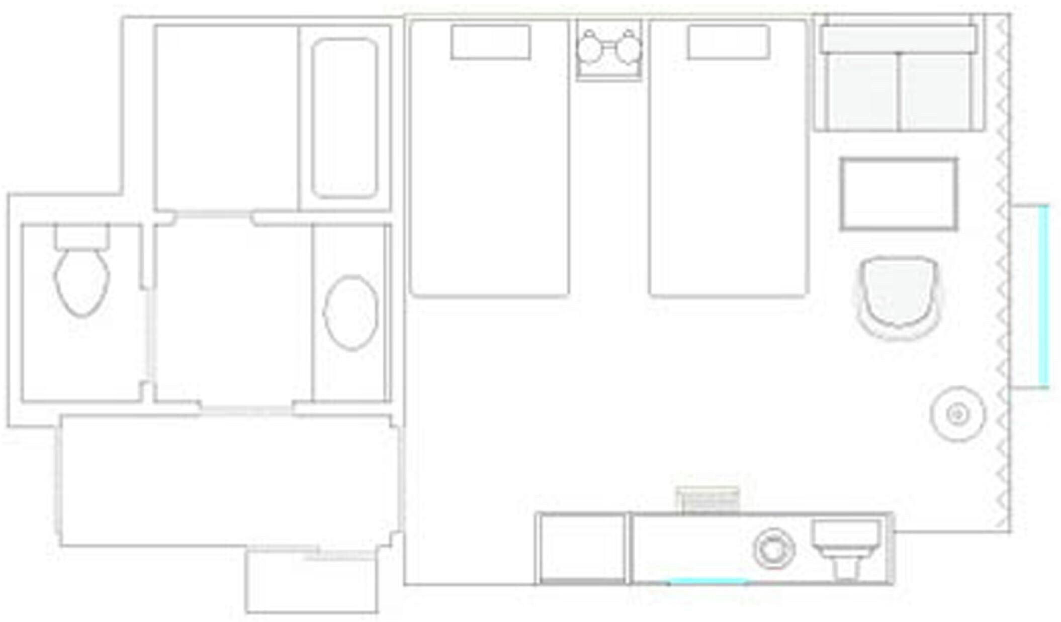 A floor plan with a kitchen, dining area, and a bathroom.