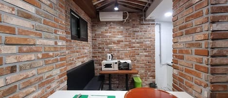 Shared fridge, microwave, oven, stovetop