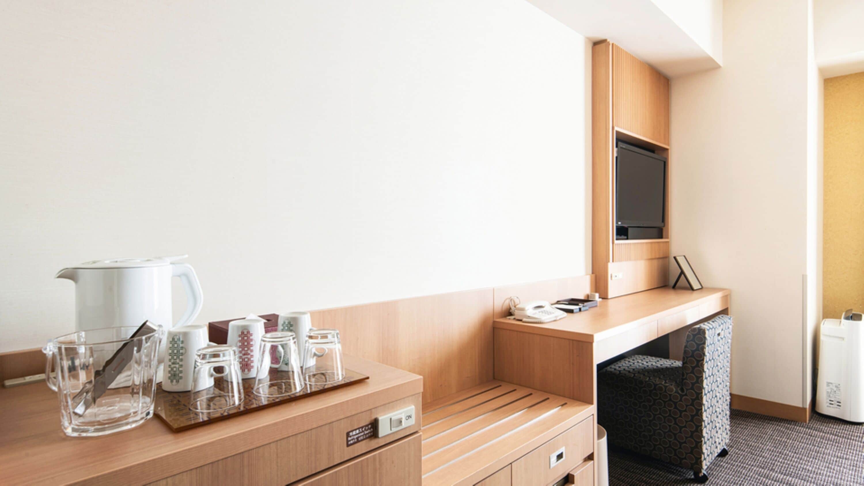 premium bedding, down duvets, desk, laptop workspace