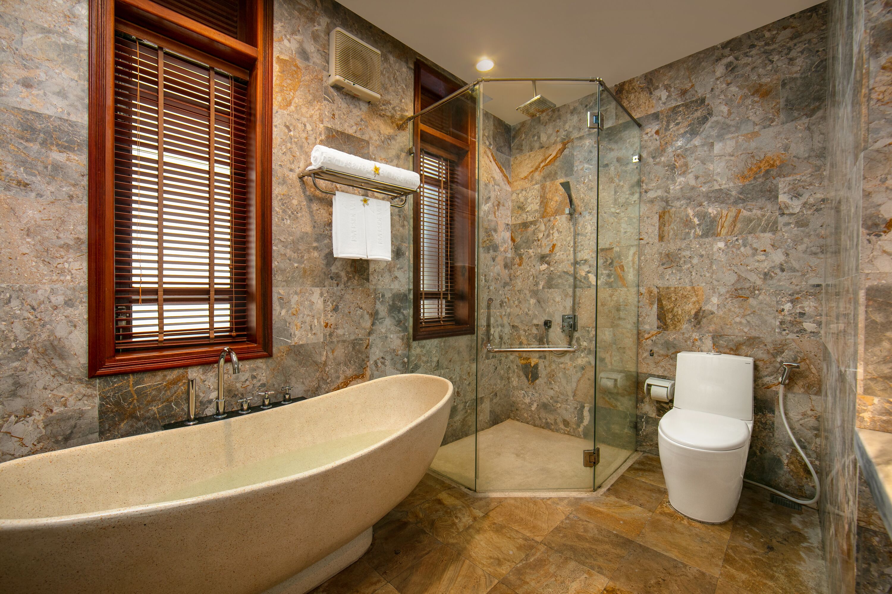 free toiletries, hair dryer, bathrobes, slippers