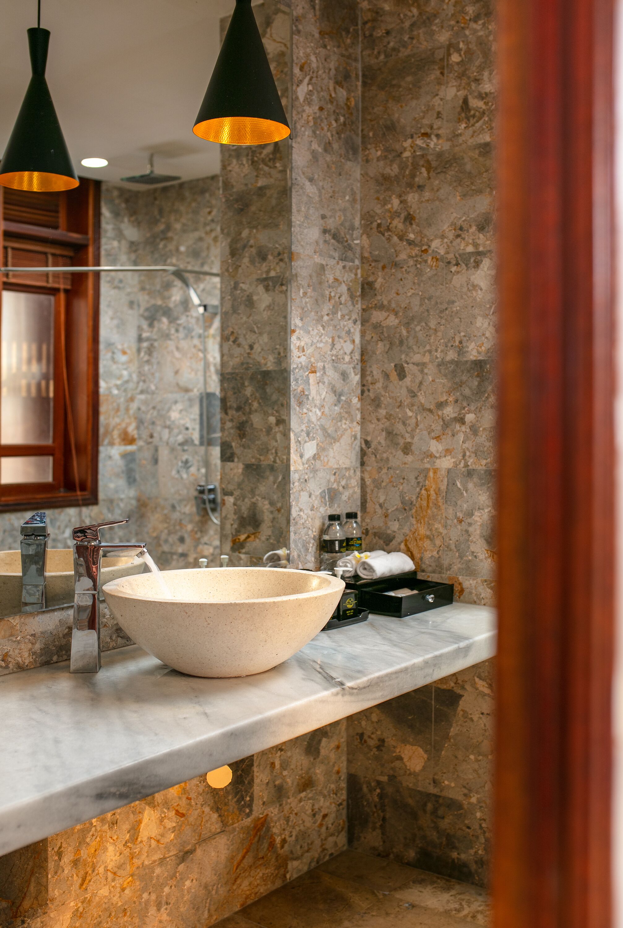 free toiletries, hair dryer, bathrobes, slippers