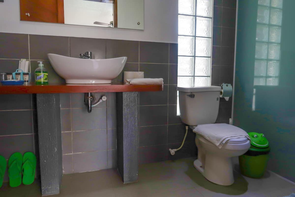 superior room | bathroom | shower, rainfall showerhead, free toiletries, hair dryer