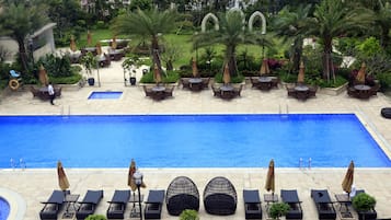 2 outdoor pools, open 7:00 AM to 11:00 PM, pool umbrellas, sun loungers
