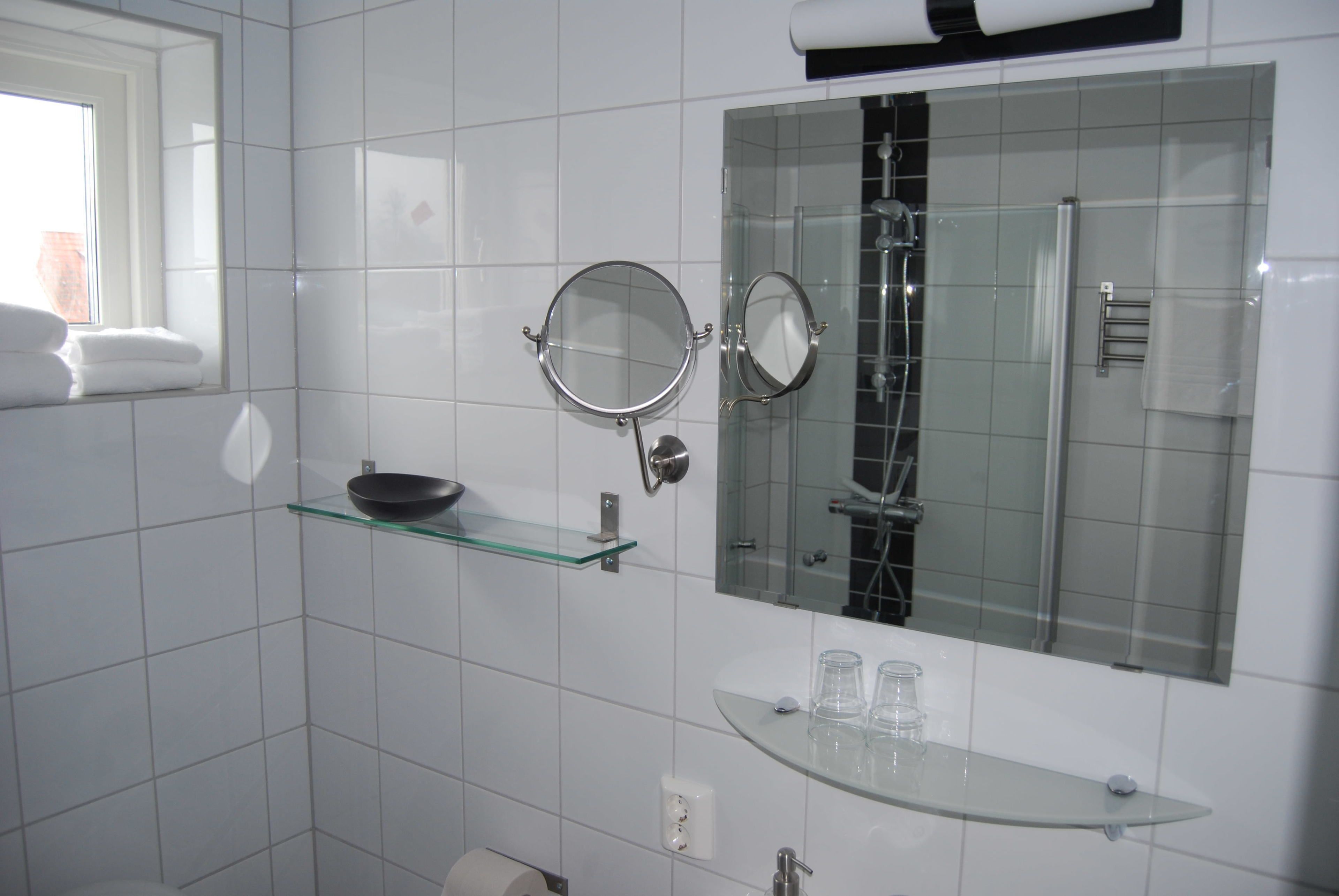 free toiletries, hair dryer, towels