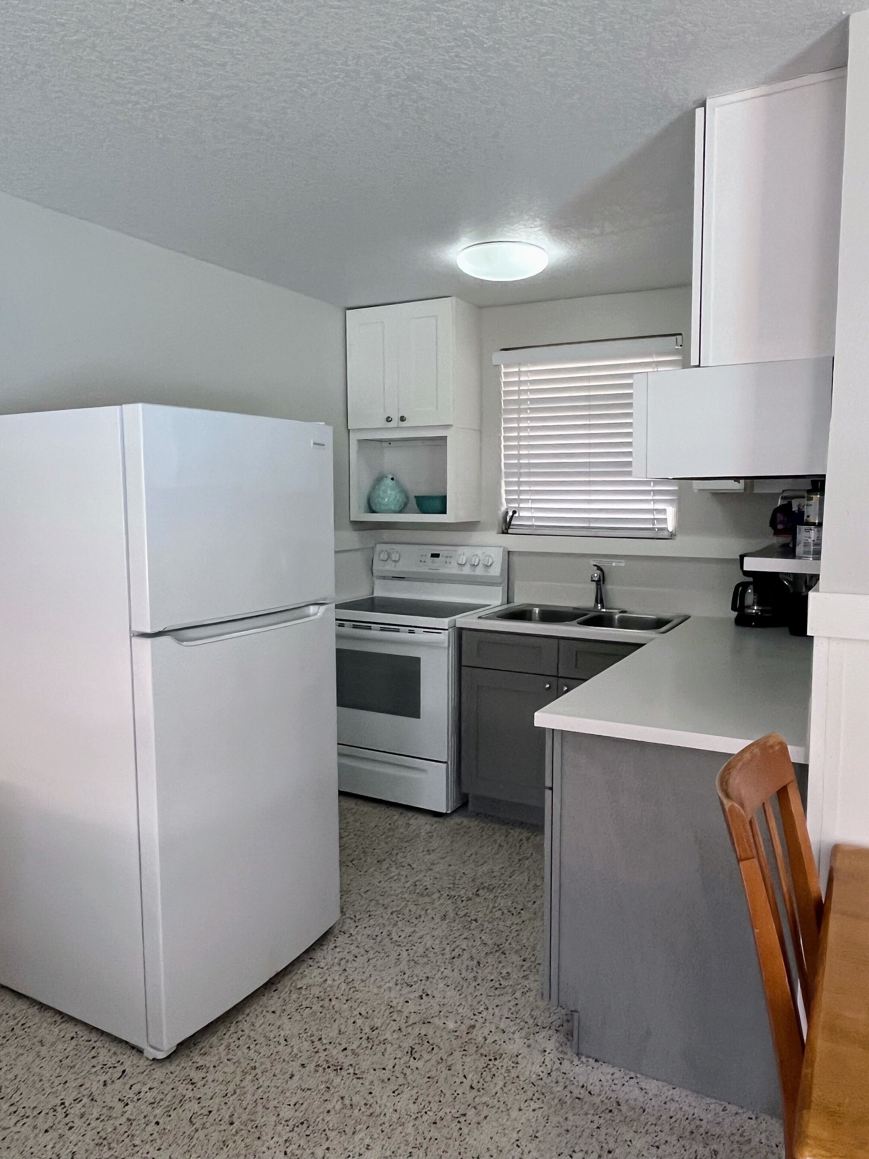 Grand réfrigérateur, micro-ondes, four, plaque de cuisson