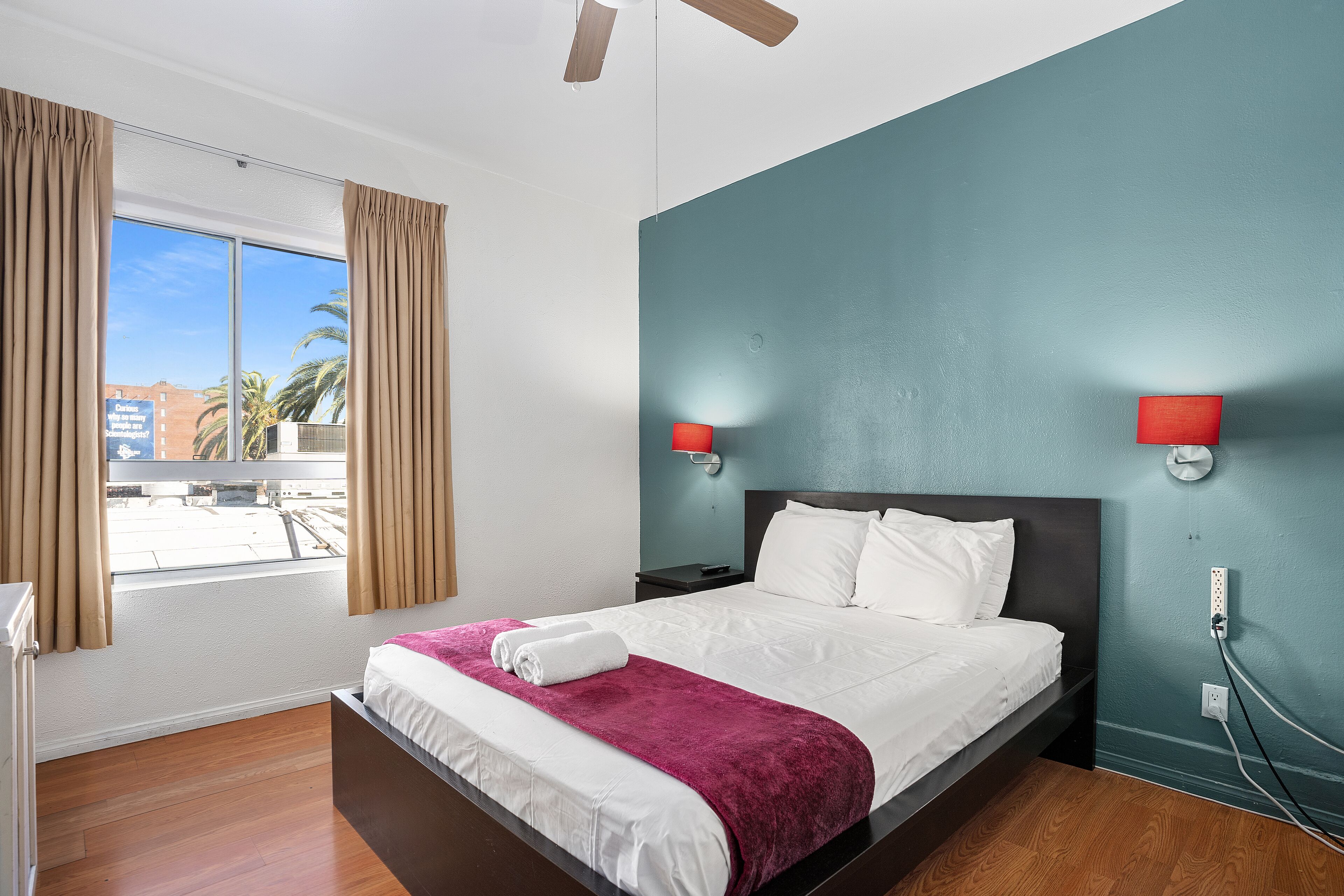 Hypo-allergenic bedding, individually decorated, blackout drapes