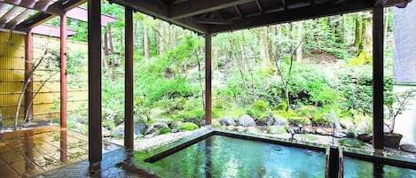 Combined shower/bathtub, deep-soaking bathtub, hair dryer, slippers