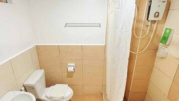 Shower, free toiletries, hair dryer, bidet