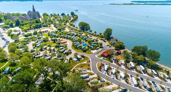 Aerial view - Cedar Point's Lighthouse Point (Sandusky)