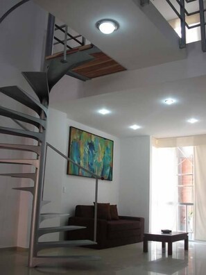 Superior Duplex, 2 Bedrooms, Sauna | Living area | LED TV