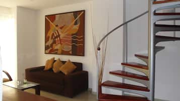 Superior Duplex, 2 Bedrooms, Sauna | Living area | LED TV