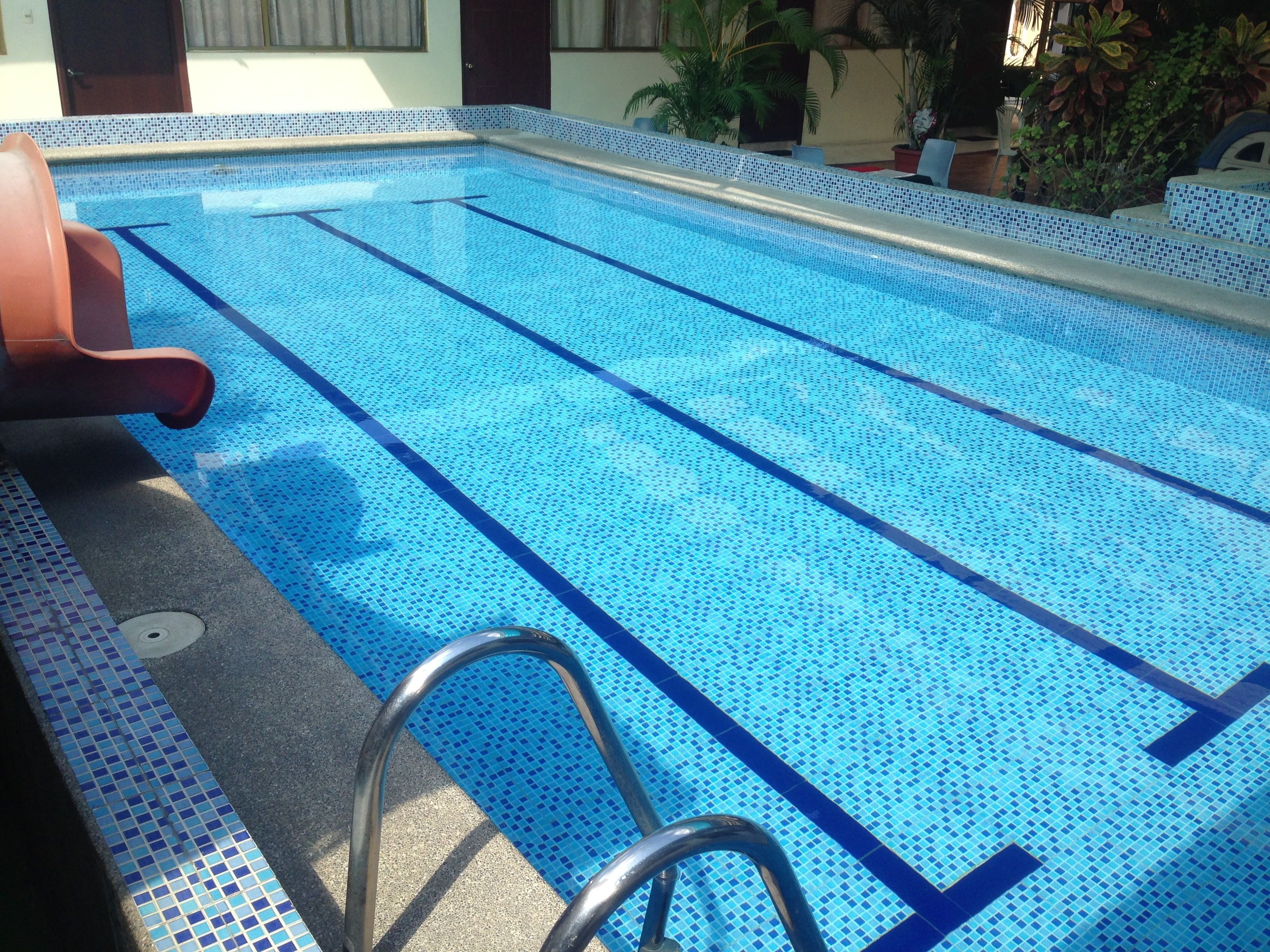 outdoor pool, pool loungers