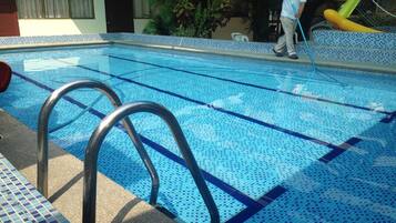 Outdoor pool, pool loungers