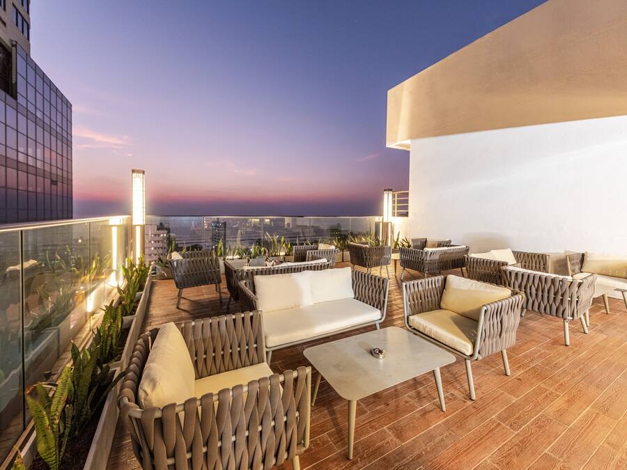 Rooftop bar, ocean views, open daily
