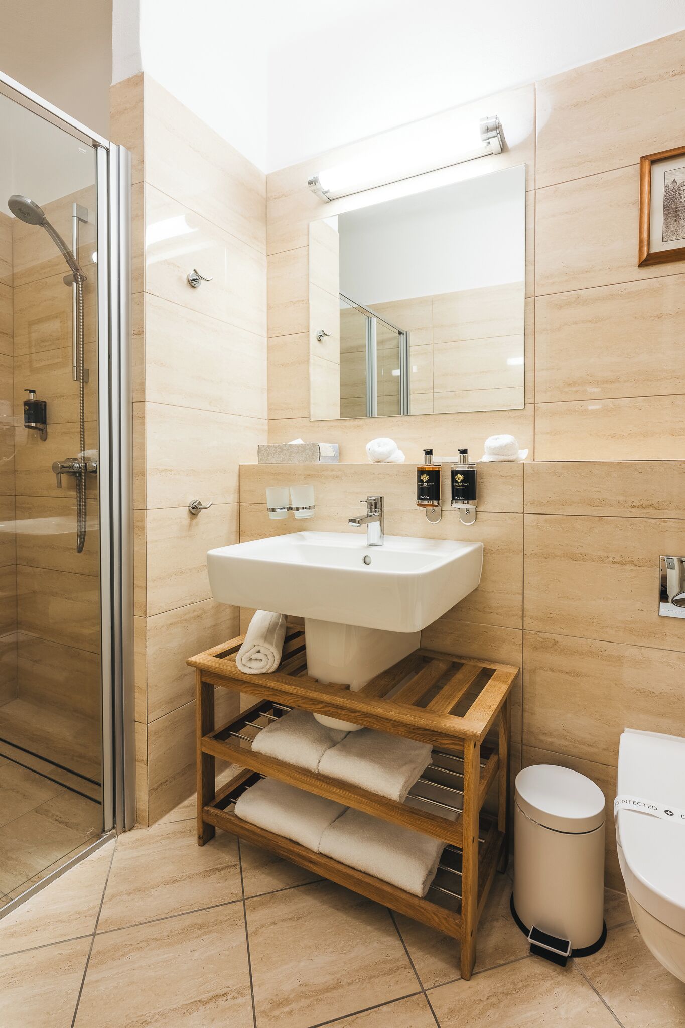 deluxe double room | bathroom | free toiletries, hair dryer, towels