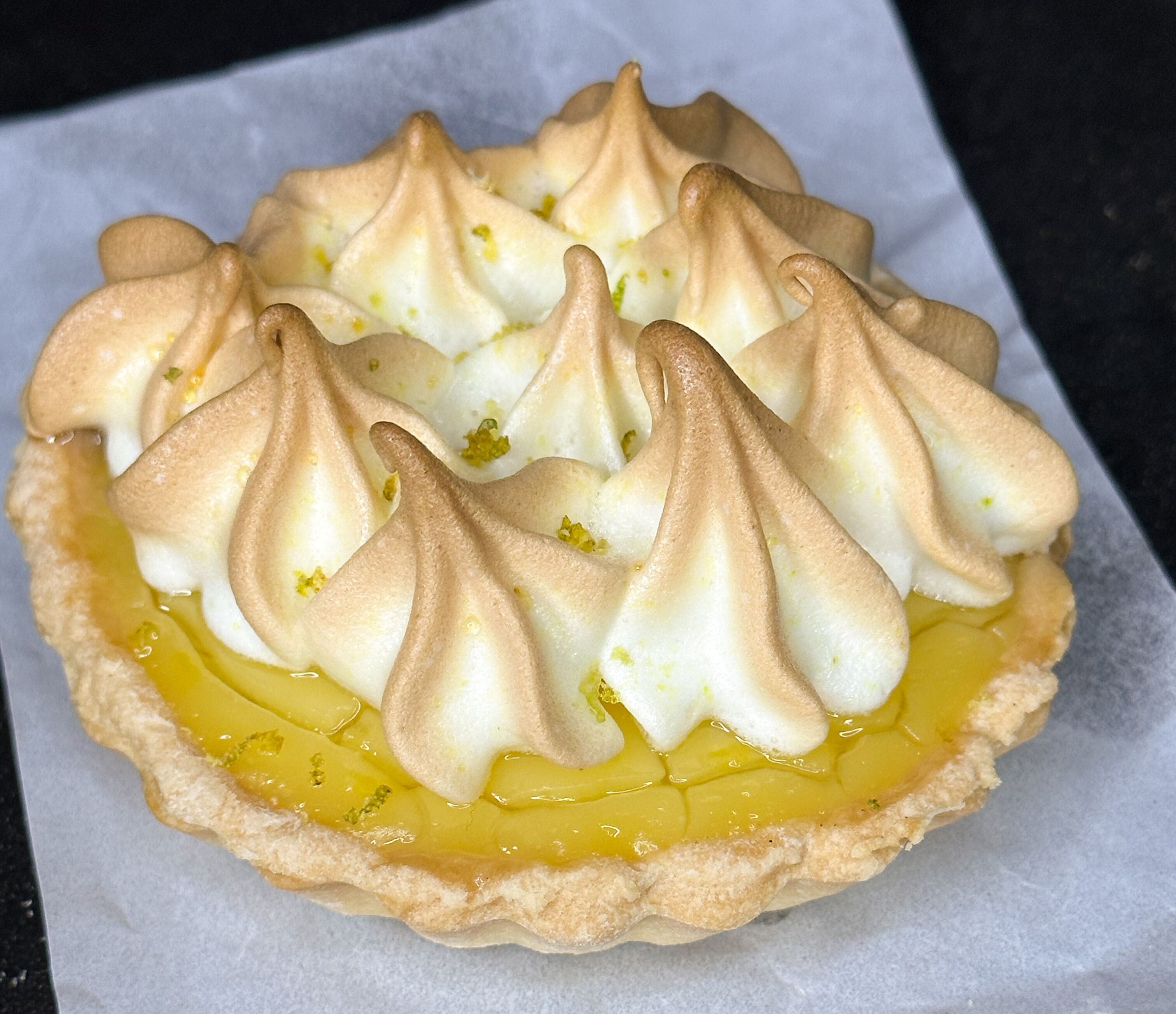 A tart with meringue on top.