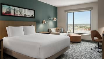Premium bedding, down duvets, desk, laptop workspace