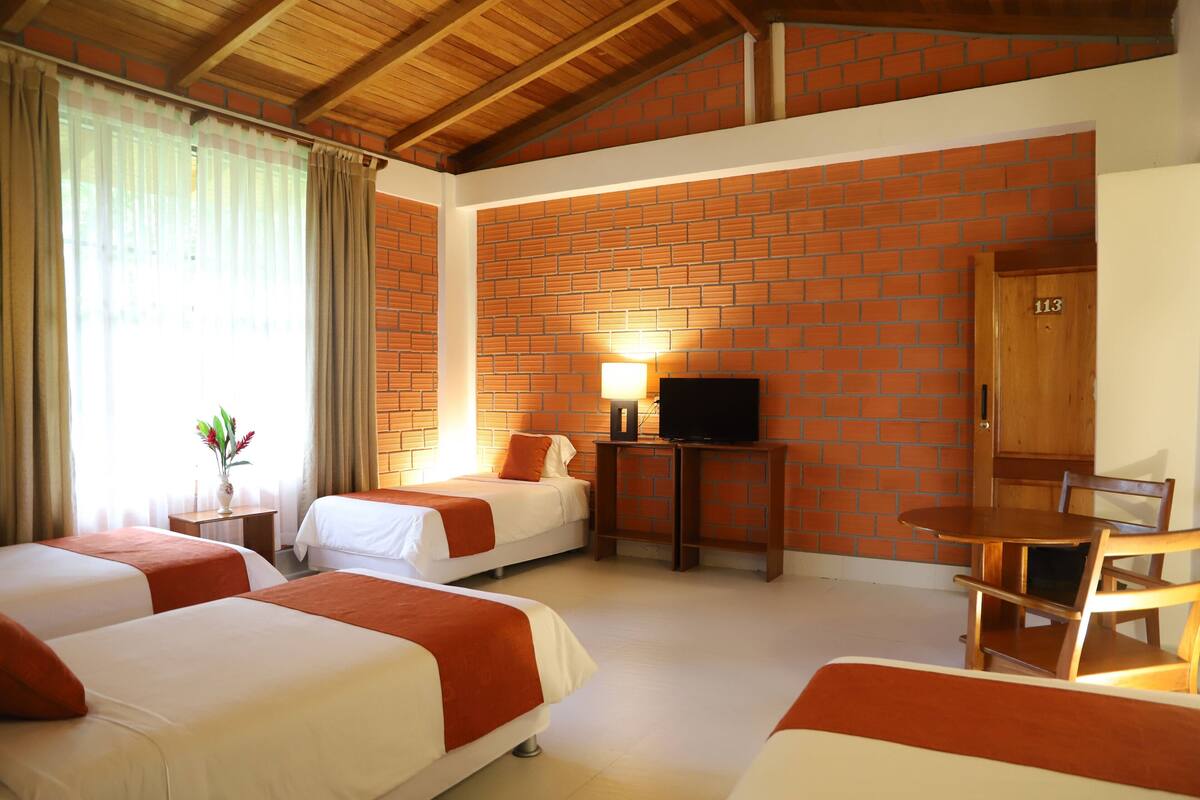 traditional quadruple room | 1 bedroom, down duvets, laptop workspace, blackout curtains
