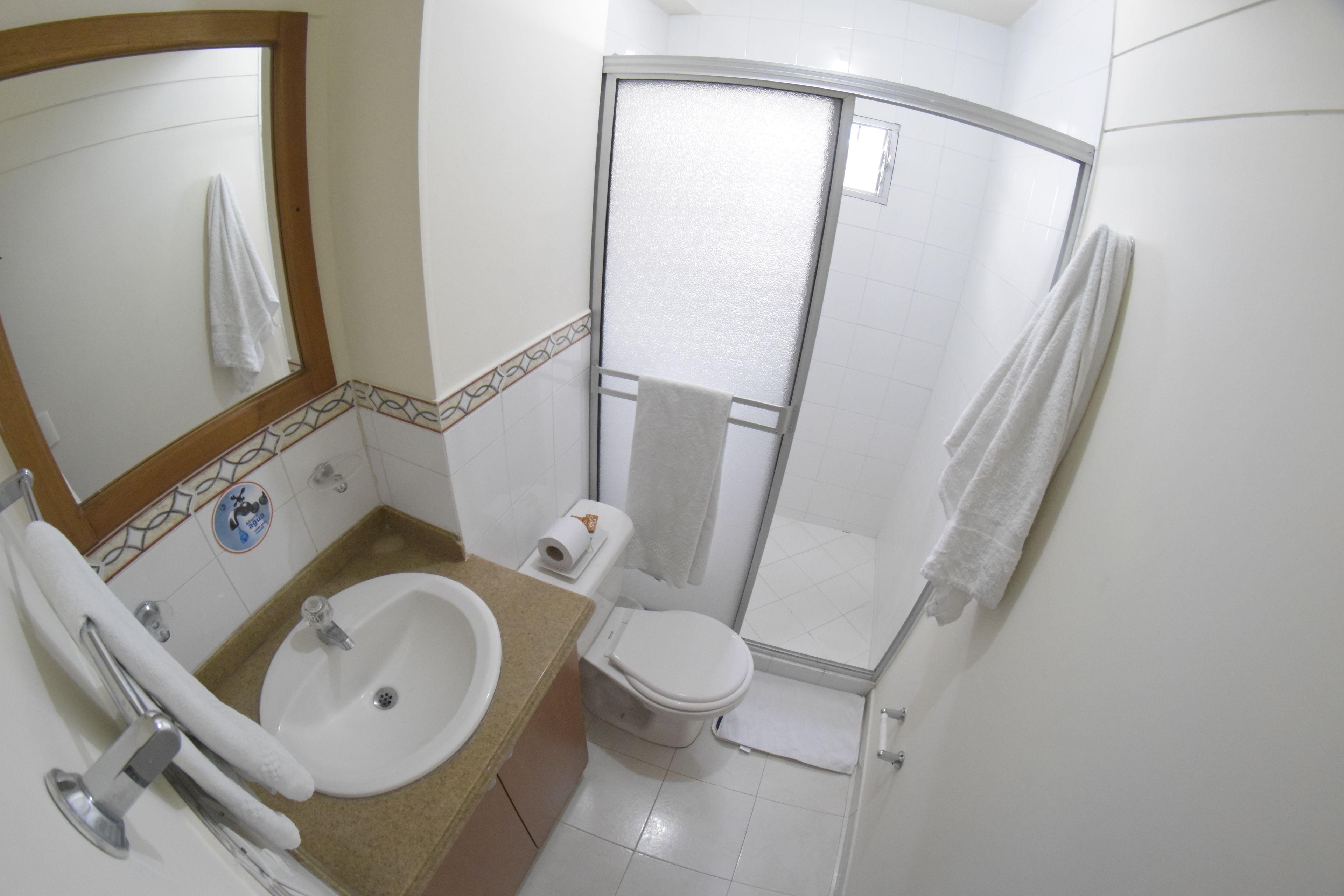 shower, free toiletries, towels