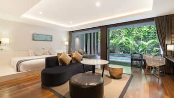 Suite, Private Pool | Premium bedding, in-room safe, individually furnished, blackout curtains