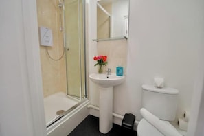 Sèche-cheveux, savon, shampoing, papier toilette