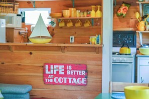 House, 1 Queen Bed with Sofa bed, Balcony, Garden View (Cottage at Birch Knoll) | Private kitchen - Cozy Cottage w/ Pool, BBQ and Outdoor Seating! (Cape Neddick)