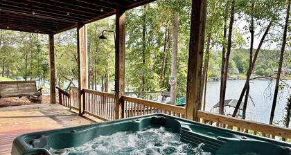 Relaxing Lake Front Getaway with Hot Tub & Dock! Near Clemson, Sleeps 14+