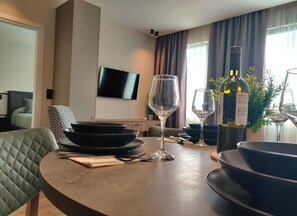 Dining - Charming Studio Apartment with King Bed and City View (Athens)