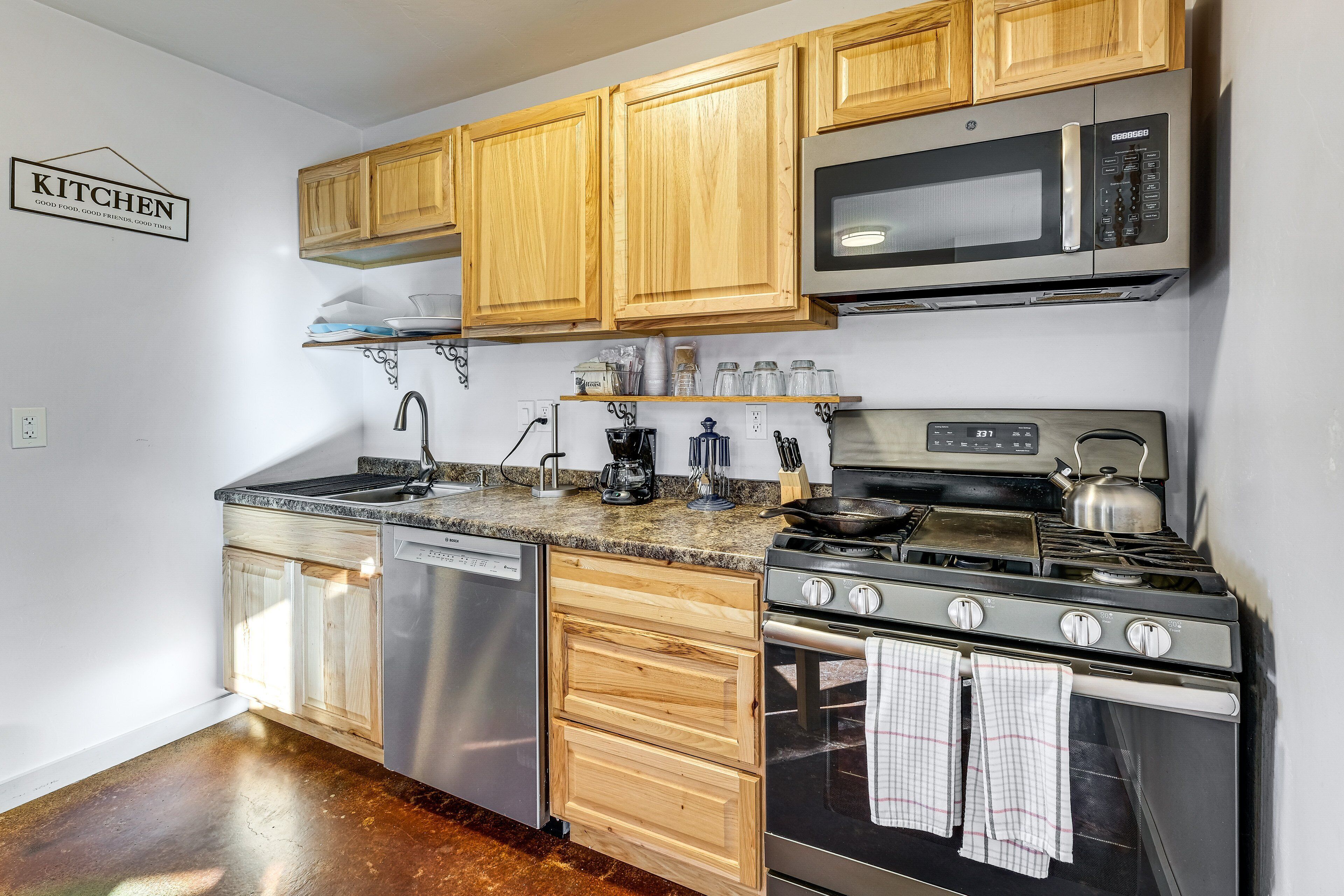 Microwave, oven, stovetop, dishwasher