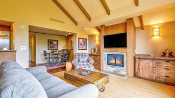 TV, fireplace, printers