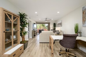 Smart TV, table tennis, books, video library