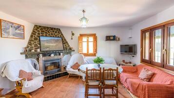 Televisión y chimenea