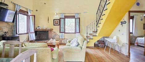 TV, fireplace