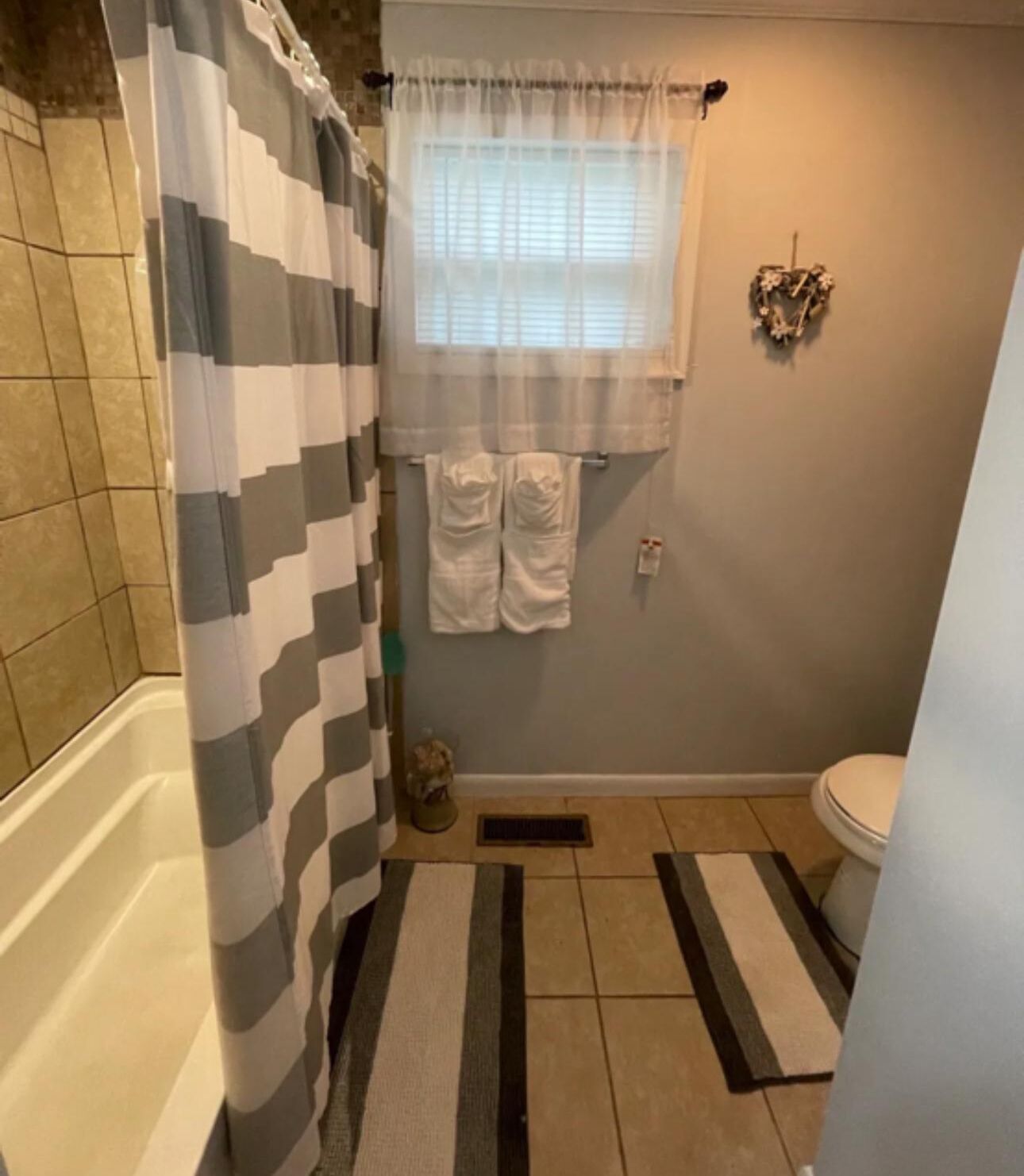 Shower, towels, soap, shampoo