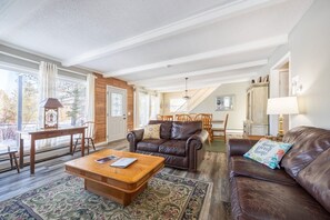 Smart TV, fireplace, stereo