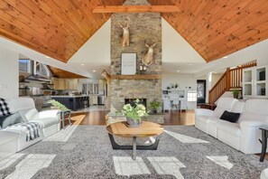 Smart TV, fireplace, table tennis, books