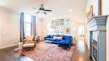 TV, fireplace, offices