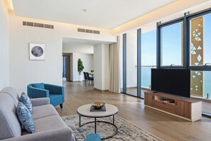 Apartment, 2 Bedrooms, Balcony, Sea View | 1 bedroom, down comforters, in-room safe, desk