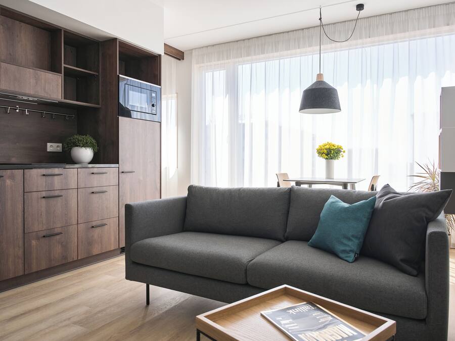 Estúdio luxo | Área de estar | TV de tela plana