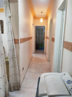 Bidet, towels, soap, toilet paper