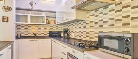 Microwave, oven, dishwasher, high chair