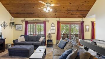 Smart TV, fireplace, video games, foosball